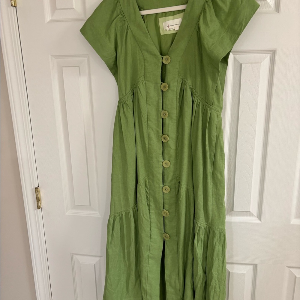 Green Button-Down Midi Dress